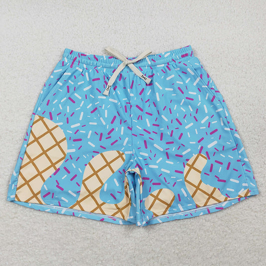 Adult Men Swimsuits Blue Drip Sprinkles Team Swimming Trunks Bottom S0578