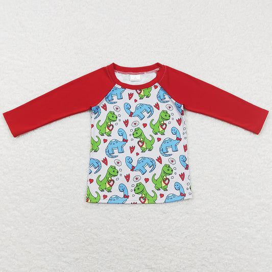 Baby Boys Clothes Top Valentines Long Sleeve Dinosaurs Tee Shirts Tops BT0471