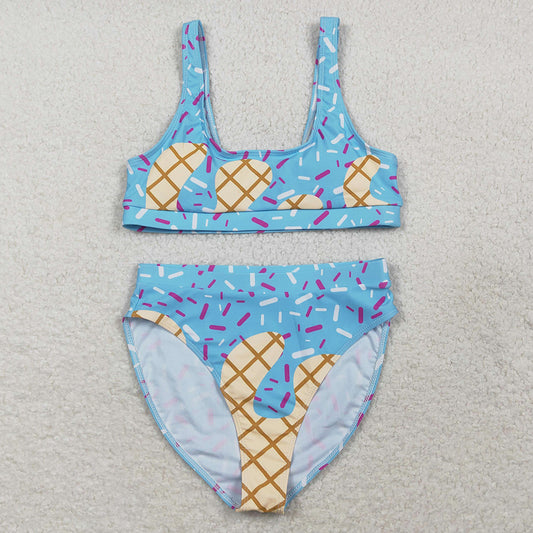 Adult Women Swim Clothing Blue Drip Sprinkles Team Swimsuits S0577