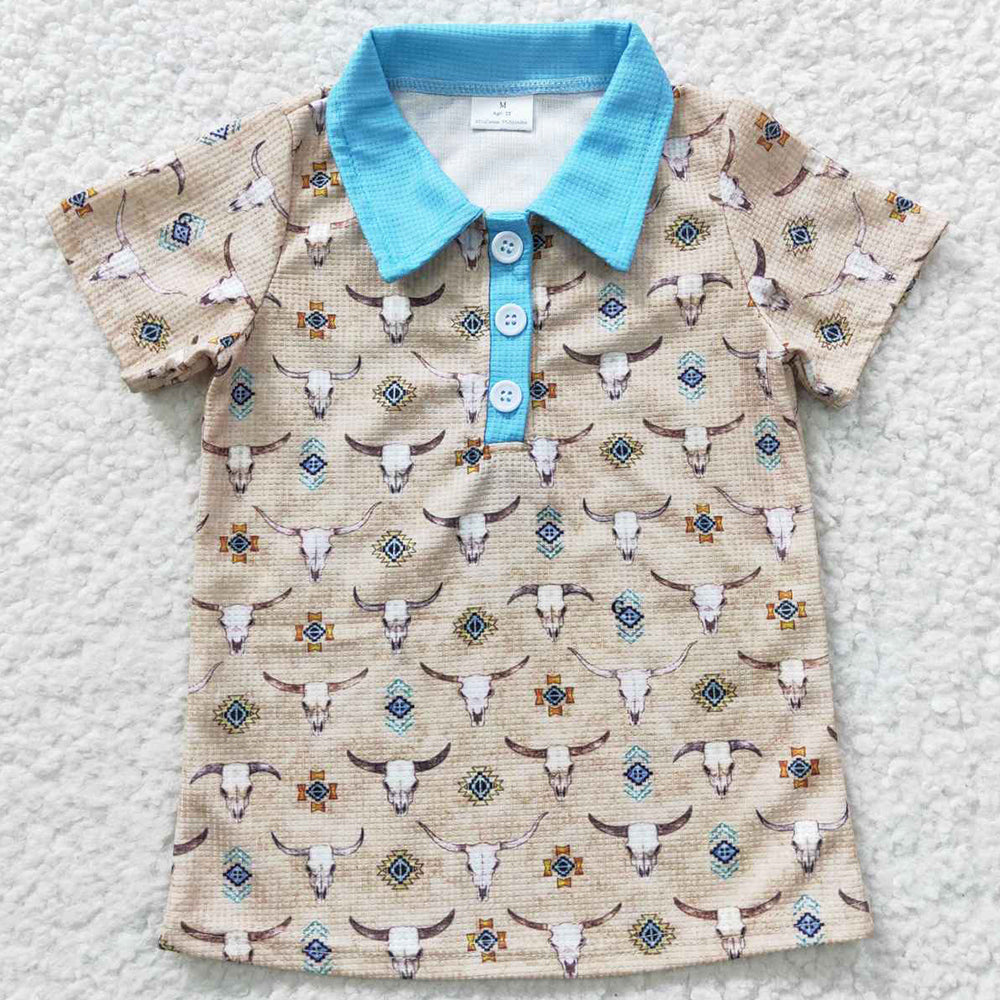 Baby Boys T-shirt Cow Western Short Sleeve Clothes Tops BT0210