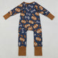 Baby Boys Rompers Leaves Footballs Fall Team Zipper Footie Rompers LR2543 10.20