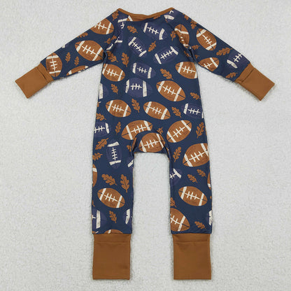 Baby Boys Rompers Leaves Footballs Fall Team Zipper Footie Rompers LR2543 10.20