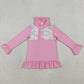 Baby Girls Clothes Pink Checked Golf Flags Button Polo Shirts Top GT1402