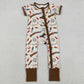 Baby Boys Rompers Khaki Checked Dogs Ducks Hunting Two Way Zip Convertible Rompers SR3497 12.23