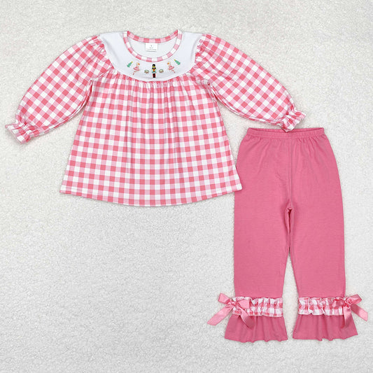 Baby Girls Clothes Christmas Pink Tunic Top Ruffle Pants Sets GLP1306