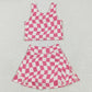 Baby Girls Clothes Sleeveless Pink Plaid Top Skort Yoga Sets GSD2329 5.10