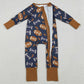 Baby Boys Rompers Leaves Footballs Fall Team Zipper Footie Rompers LR2543 10.20
