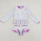 Baby Girls Swimsuits Pink Flamingo Long Sleeve Top Bummie Swimsuits S0263