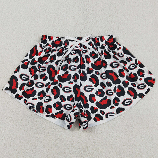 Adult Women Shorts Black Red Leopard G Team Yoga Active Ruffle Shorts Bottoms SS0804