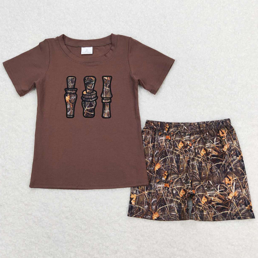 Baby Boys Clothes Brown Camo Duck Call Shirt Top Shorts Clothes Sets BSSO0780