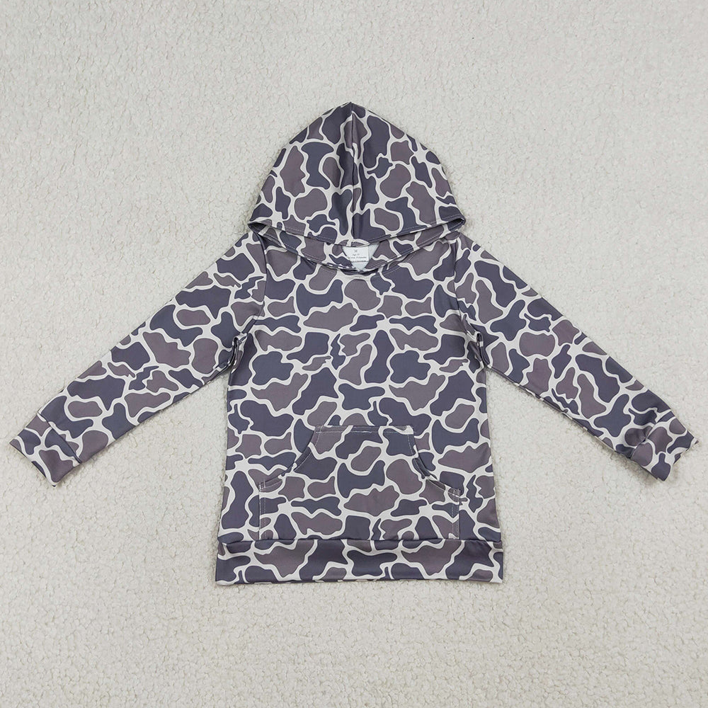 Baby Boys Clothes Southern Dark Grey Camo Pockets Hoodies Top BT1572