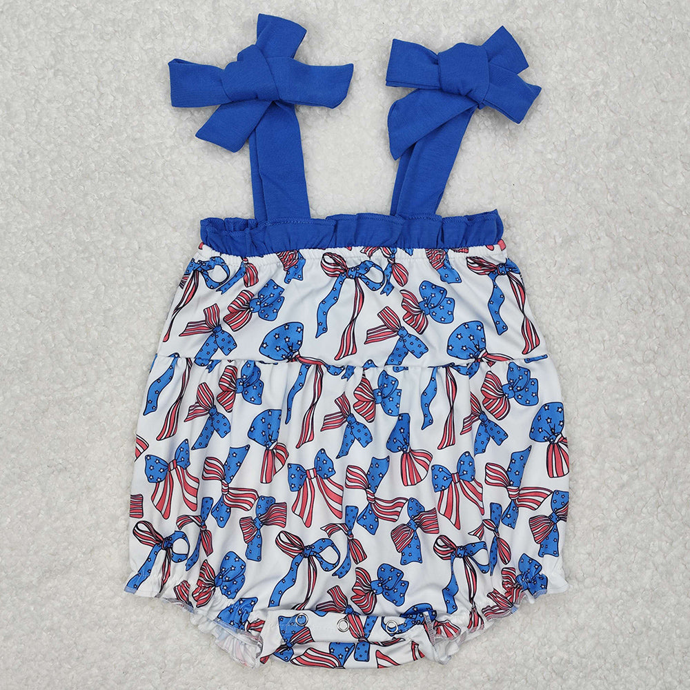 Baby Infant Girls Rompers 4th Of July Bows Straps Rompers SR2318