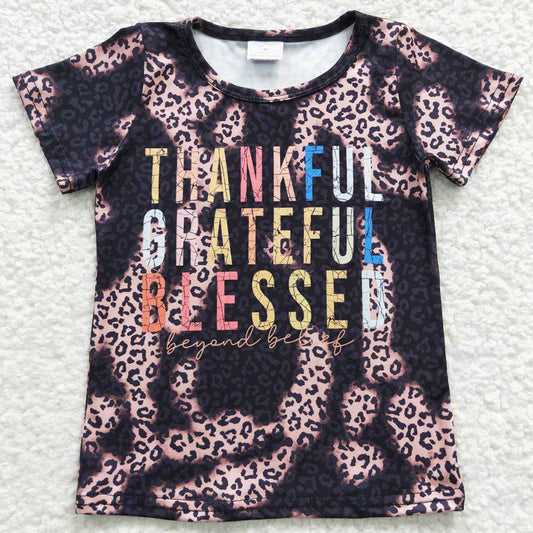 Baby Girls T-shirts Thankful Short Sleeve Shirts Tops GT0193