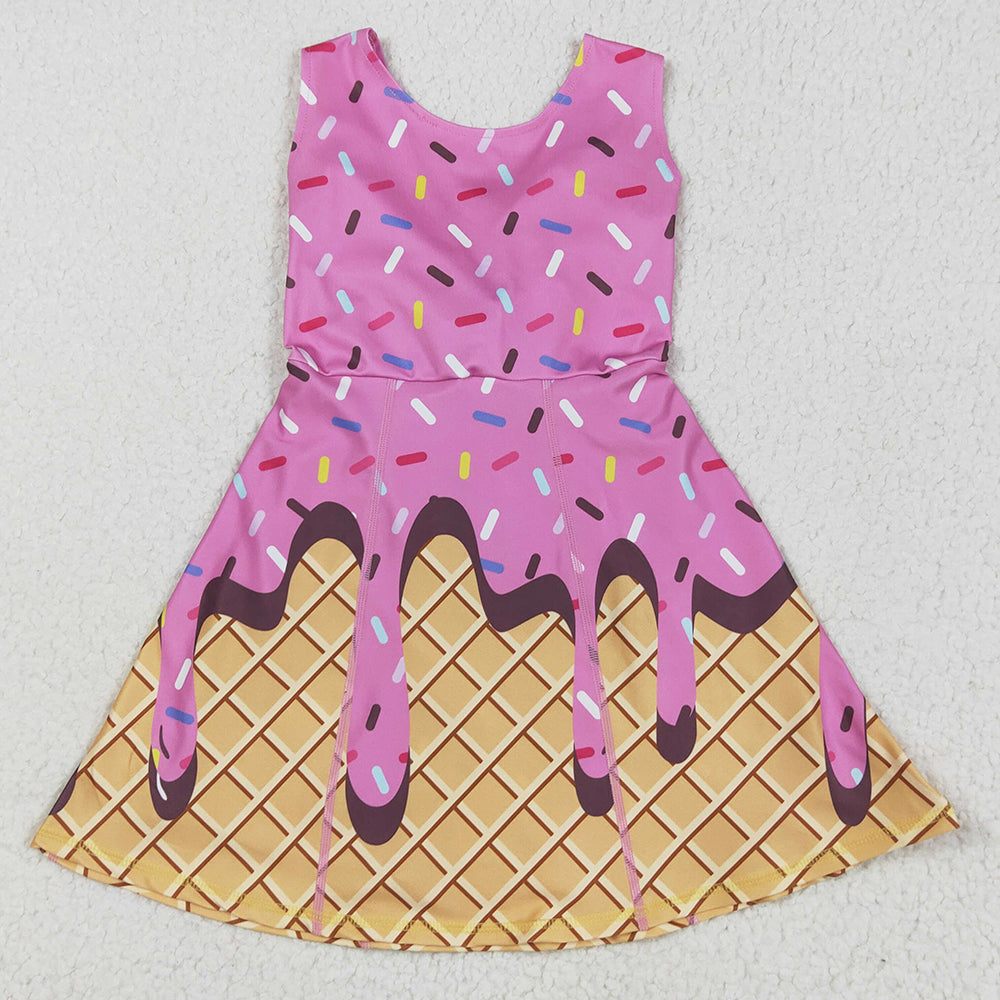 Baby Girls Dress Hot Pink Ice-cream Drip Yoga Skort Knee Length Dresses GSD2413 5.10