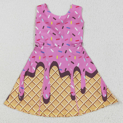 Baby Girls Dress Hot Pink Ice-cream Drip Yoga Skort Knee Length Dresses GSD2413 5.10
