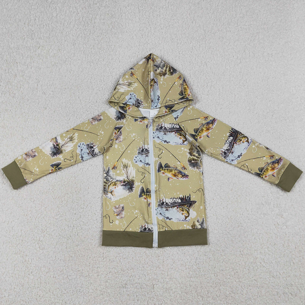 Baby Boys Clothes Green Long Sleeve Fishing Hunting Zip Hoodie Jacket Top BT0346