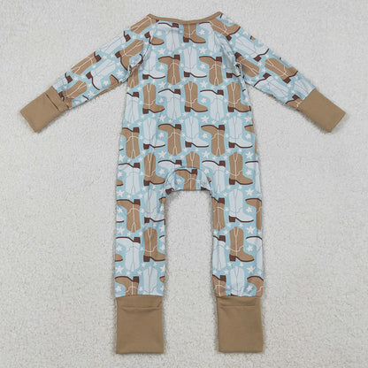 Baby Boys Rompers Boots Stars Plaid Western Two Way Zip Convertible Rompers LR2734 11.1
