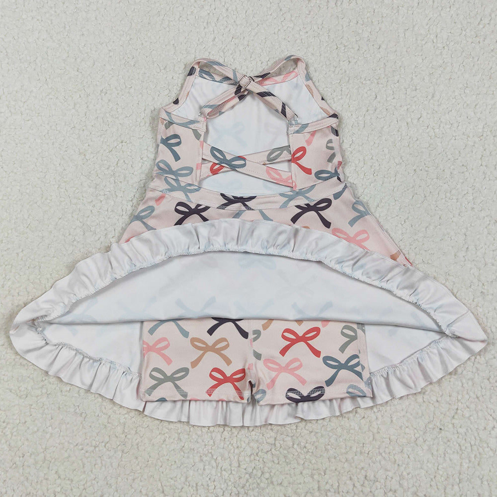 Baby Girls Dress Strap Colorful Bows Yoga Ruffle Knee Length Dresses GSD2296 5.10