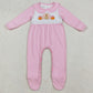 Baby Girls Rompers Embroidery Pumpkins Turkey Thanksgiving Pink Fall Footed Rompers LR2563 10.2
