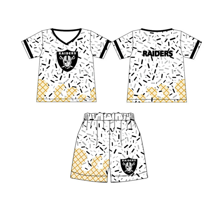 preorder(moq 5) Baby Boys Raiders Team Short Sleeve Tee Shirt Shorts Clothes Sets 5.29