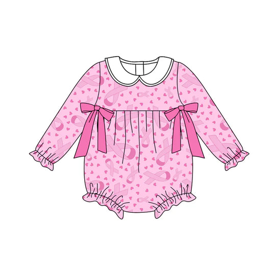 Preorder(moq 5)Baby Girls Wear Pink In Oct Bows Rompers 8.12
