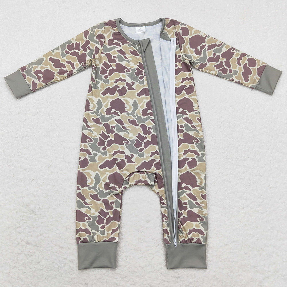 Baby Infant Boys Rompers Camo Fall Zip Bamboo Rompers LR1451