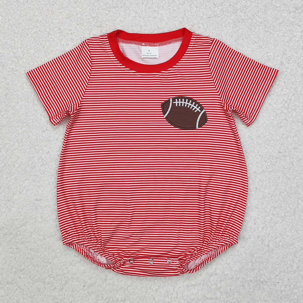 Baby Infant Boys Rompers Red Football Stripes Short Sleeve Rompers SR1956