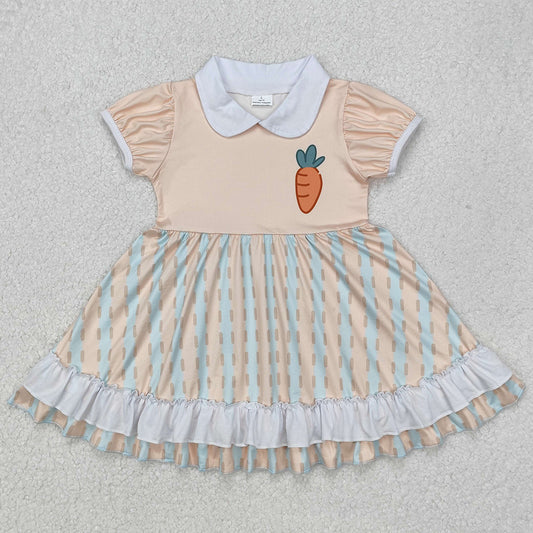 Baby Girls Dress Easter Carrot Short Sleeve Knee Length Dresses GSD1566