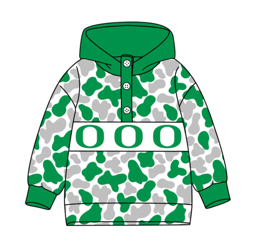 Preorder(moq 5)Baby Boys Green Grey Camo O Team Button Hoodies Top 10.13