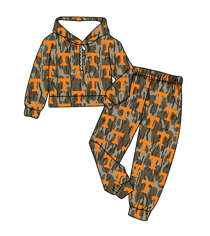 Preorder(moq 5) Baby Boys Olive Camo T Zipper Hoodies Pockets Pants Team Clothes Sets 11.10