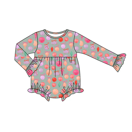 Preorder moq 5 Baby Infant Girls Long Sleeves Colorful Bows Lights Plaid Ruffle Romper 7.14