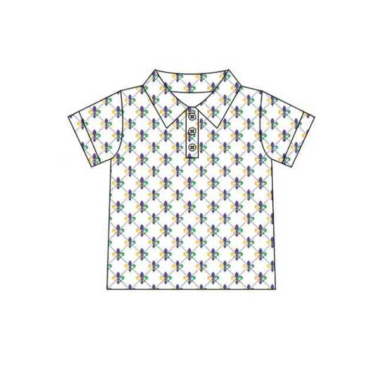 Preorder (moq 5)Baby Boys Anchors Checked Button Mardigras Polo Shirts Top 9.20