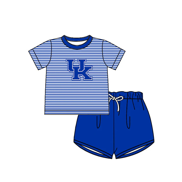 Preorder (moq 5)Baby Boys Blue Stripe UK Top Shorts Team Clothes Sets 12.15