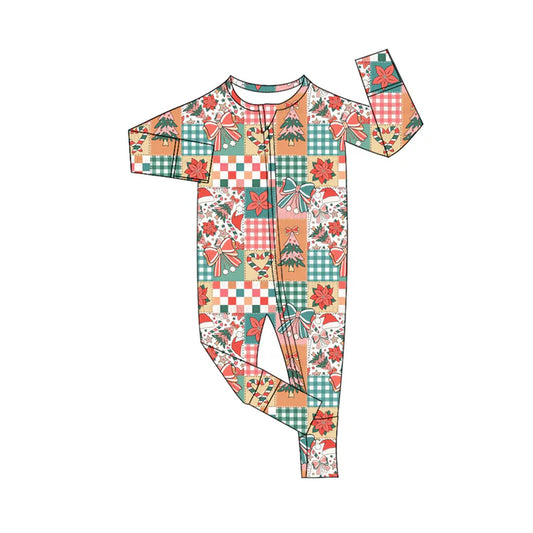 Preorder (moq 5)Baby Girls Long Sleeves Bows Trees Plaid Zipper Pant Romper 6.13