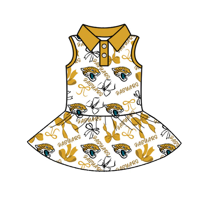 Preorder (moq 5)Baby Girls Sleeveless Bows Plaid Eaguars Button Team Knee Length Dresses 6.30