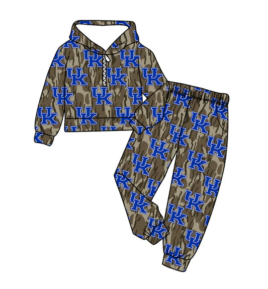 Preorder(moq 5) Baby Boys Olive Camo UK Zipper Hoodies Pockets Pants Team Clothes Sets 11.10