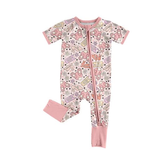 Preorder (moq 5)Baby Girls Rabbits Flowers on the Hunting Two Way Zip Convertible Rompers 11.26