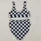 Adult Women Swimsuits Black Checkered Bra Top Bummies Bottom Swimsuits Sets S0738