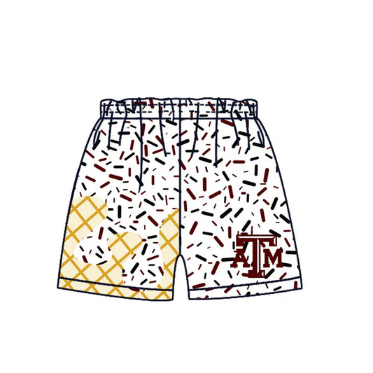 Preorder MOQ 5 pcs A T M maroon ice cream sprinkle boys team shorts 8.20
