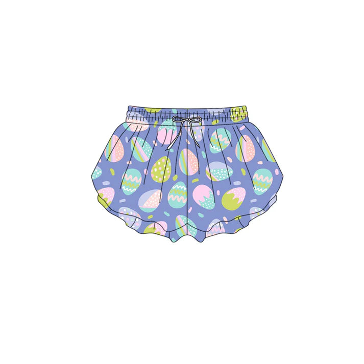 Preorder (moq 5)Baby Girls Colorful Eggs Sprinkles Easter Ruffle Shorts Bottom 1.9