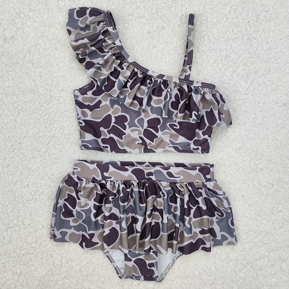 Baby Girls Swimsuits 2pcs Camo Ruffle Pieces Swimwear S0078