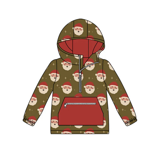 Preorder (moq 8)Baby Boys Santa Pocket Zipper Christmas Hoodies Top 9.24