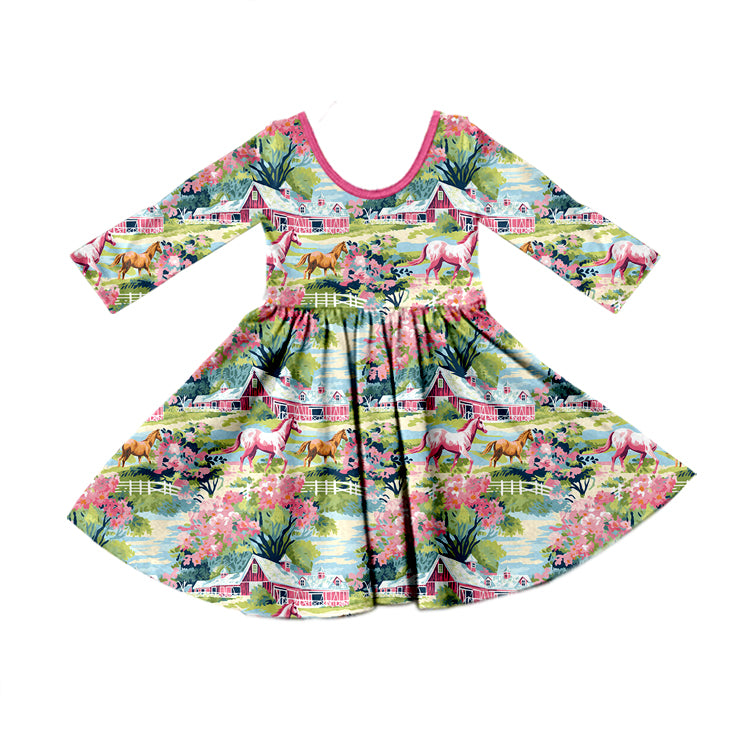 Boutique Baby Girls Dress Long Sleeve Knee Length Dresses Preorder MOQ 5