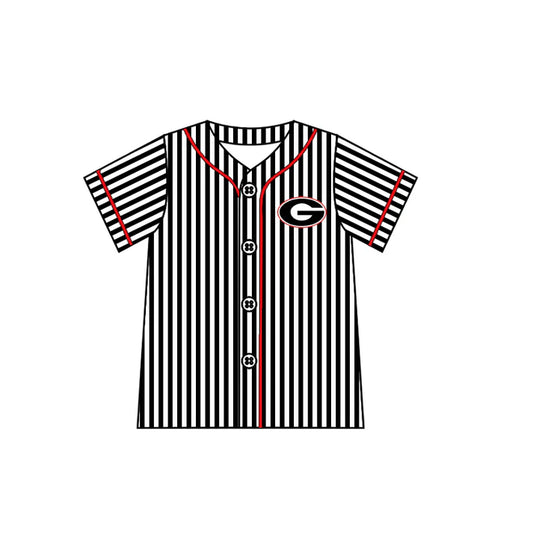 preorder(moq 5) Baby Boys G Bulldogs Team Black Stripes Buttons Shirts 7.26