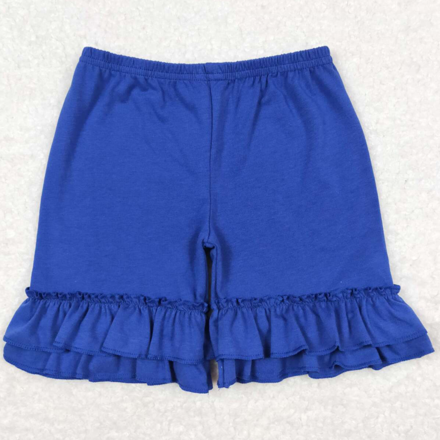 Baby Girls Shorts Summer Blue Cotton Double Ruffle Shorts SS0179