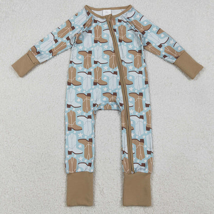 Baby Boys Rompers Boots Stars Plaid Western Two Way Zip Convertible Rompers LR2734 11.1