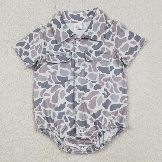 Baby Boys Rompers Southern Light Grey Camo Button Pockets Rompers SR3654 12.20