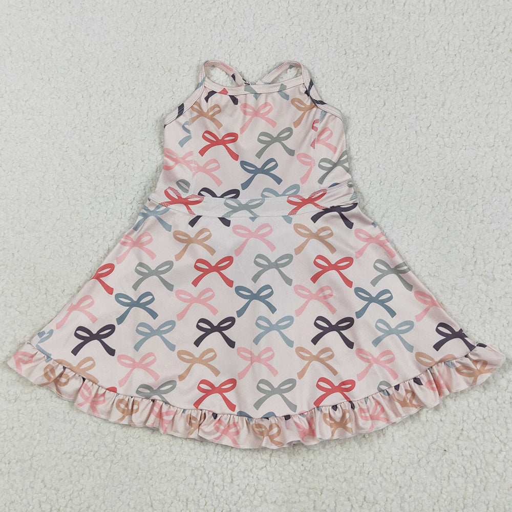 Baby Girls Dress Strap Colorful Bows Yoga Ruffle Knee Length Dresses GSD2296 5.10