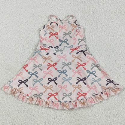 Baby Girls Dress Strap Colorful Bows Yoga Ruffle Knee Length Dresses GSD2296 5.10