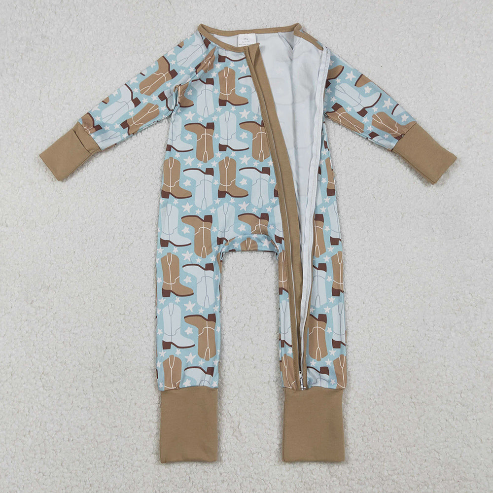Baby Boys Rompers Boots Stars Plaid Western Two Way Zip Convertible Rompers LR2734 11.1